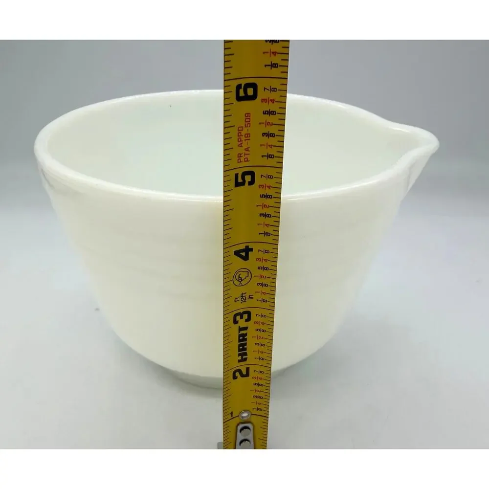 Vintage Pyrex Hamilton Beach White Milk Glass Ribbed Mixing Bowl 6.25